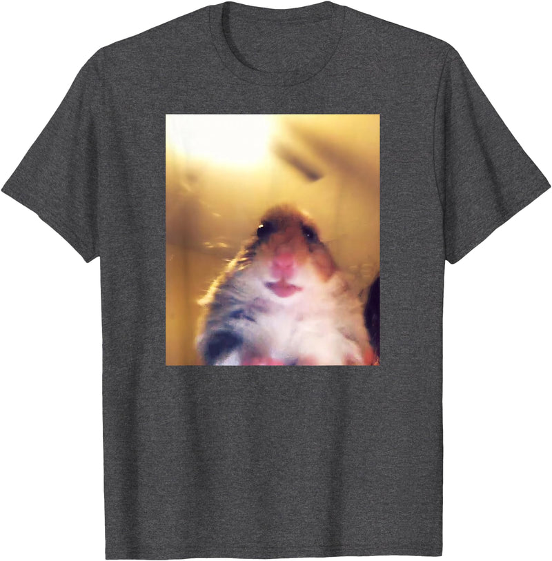 Staring Hamster Meme Front Camera T-Shirt - Dark Heather Grey