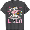 Birthday Girl Party Cow Lover Lola Cute Cow Moo Moo Farmer Birthday Girl Matching T-Shirt - Dark Heather Grey