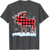Moose Buffalo Lover Gift Co. Moose Red Buffalo Plaid Matching Pajama Family T-Shirt - Dark Heather Grey