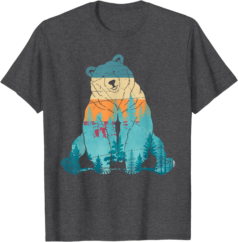 Forest Animal Outdoor Nature Bears Gift Grizzly Bear Animal of the Forest Nature Brown Bear Retro Brown Bear T-Shirt - Dark Heather Grey