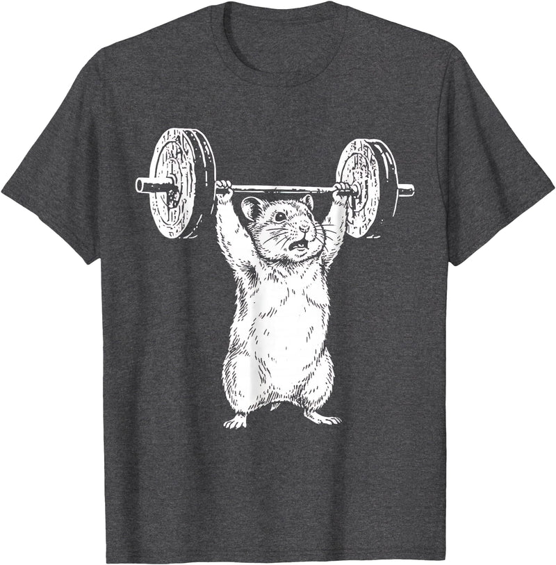Vintage Rat Retro Weight Lifting Gym Hamster Deadlift Funny T-Shirt - Dark Heather Grey