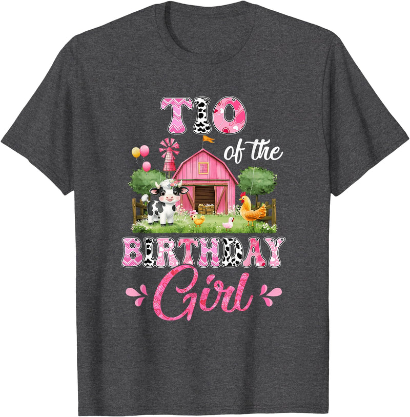 Cow First Birthday Girl Family Tio Of The Birthday Girl 1st Birthday Cow Farm Family T-Shirt - Dark Heather Grey