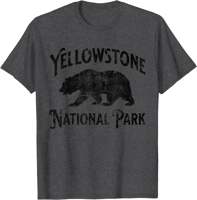 Yellowstone National Park Wyoming USA Outdoor Yellowstone National Park Bear Nature Hike Outdoors Vintage T-Shirt - Dark Heather Grey