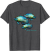 Cichlid Owners Tees Electric Blue Acara Breeders Dwarf Cichlids Aquarium Fish T-Shirt - Dark Heather Grey