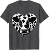 Humorous Gifts for Cow Farmer Cow Print Heart Cow Farmer Girl T-Shirt - Dark Heather Grey
