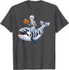 Orca Skeleton Halloween Whale Apparel Co. Skeleton Riding Mummy Orca Halloween Candy Whale T-Shirt - Dark Heather Grey