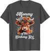Mommy Highland Cow Birthday Girl Mommy Of The Birthday Girl Highland Cow Farm Family T-Shirt - Dark Heather Grey