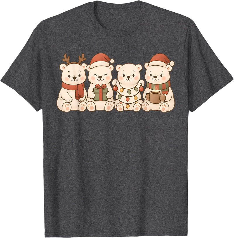 Christmas Holiday Co. Polar Bears Kids Boys Girls Christmas Polar Bears T-Shirt - Dark Heather Grey