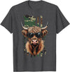 Highland Cow by AKH Highland Cow Camo American Flag, Patriotic Highland Cow T-Shirt - Dark Heather Grey