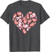 Pig Heart Lover Gift Co. Pig For Women Girls Kids Heart Shape Poses Cute Pig T-Shirt - Dark Heather Grey