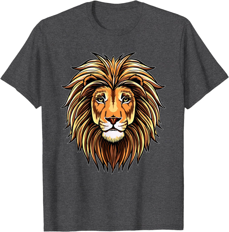 ROSS BOSS Majestic Lion Mane Detailed Art - Lions Are My Favorite T-Shirt - Dark Heather Grey