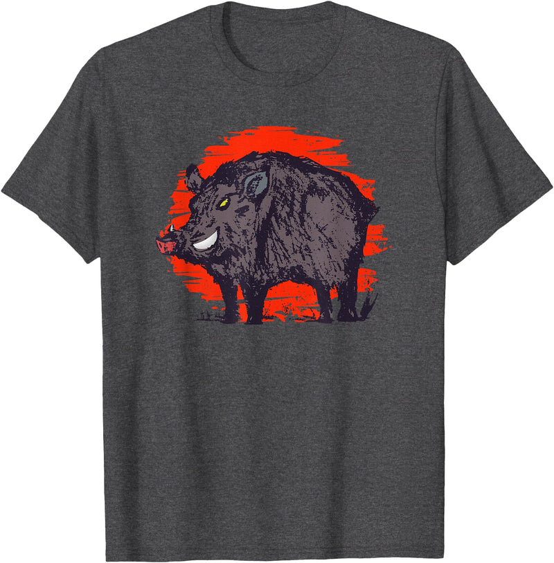 Wild Pig Merch Hog Hunting Pig Boar T-Shirt - Dark Heather Grey