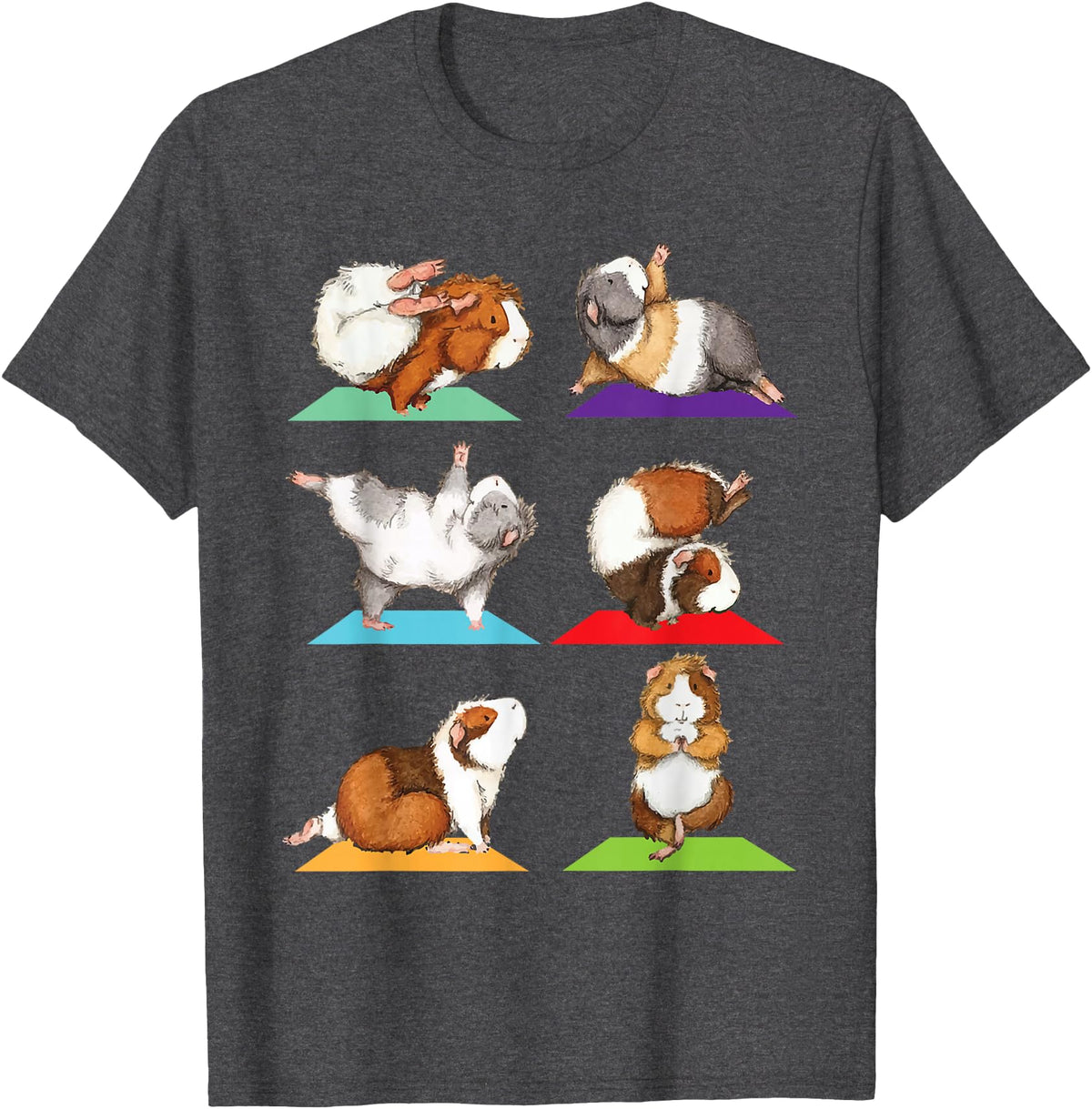 Funny Guinea Pig Shirts Guinea Pig Yoga - Fitness Exercise Animal Rodent Pet Lover T-Shirt - Dark Heather Grey