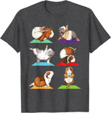 Funny Guinea Pig Shirts Guinea Pig Yoga - Fitness Exercise Animal Rodent Pet Lover T-Shirt - Dark Heather Grey