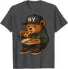 Street Food Streetwear & Hip Hop Style Designs Hip Hop Teddy Bear Eating New York Style Pizza Teenager Men T-Shirt - Dark Heather Grey