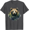 Bear Forest Animal Art Portrait Forest Artwork Wildlife T-Shirt - Dark Heather Grey