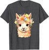 Alpaca and llama with flowers Designs Alpaca with Flowers, Cute Alpaca and Llama T-Shirt - Dark Heather Grey