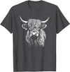 Scottish Highland Cattle Cow Merch Scottish Highland Cattle Cow Drawing T-Shirt - Dark Heather Grey