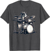Cute Cow Playing Drums Cow Lover Apparel Cute Cow Playing Drums Cows Drummer Music T-Shirt - Dark Heather Grey