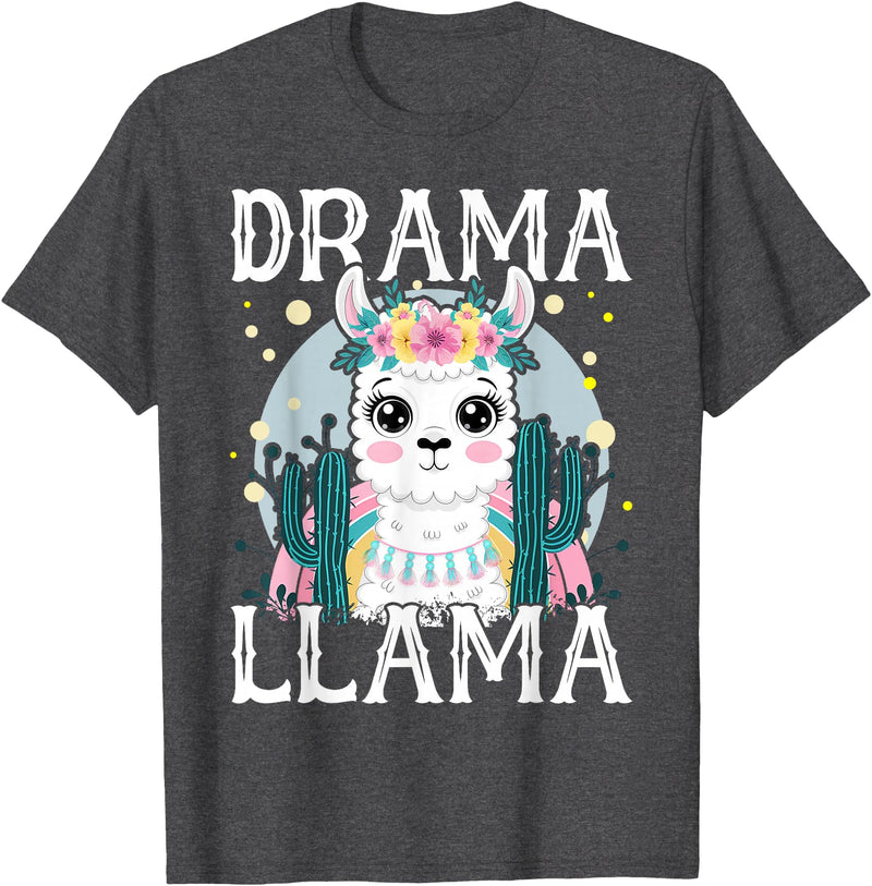 Llama Lover Gift Co. Drama Llama for Kids T-Shirt - Dark Heather Grey