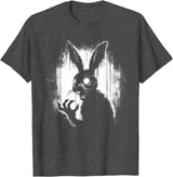Scary Goth Rabbit, Horror Rabbit, Weirdcore Rabbit T-Shirt in Dark Heather Grey
