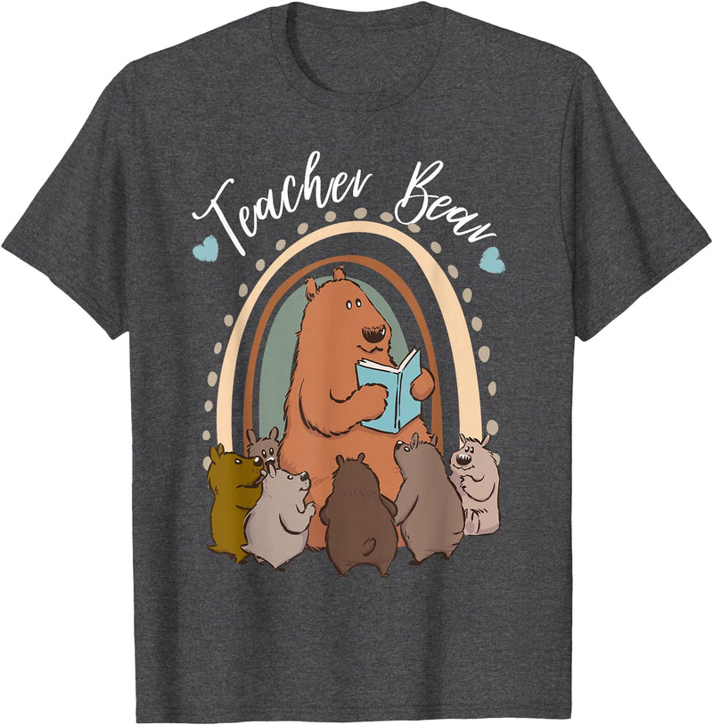 Thank You Teacher Appreciation Gifts Teacher Bear Reading Appreciation Teacher Graphic T-Shirt - Dark Heather Grey