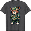 Camo Teddy Bear Hip Hop Designs for Men & Boys Camo Hip Hop Teddy Bear Camouflage Gangsta Streetwear Hustle T-Shirt - Dark Heather Grey