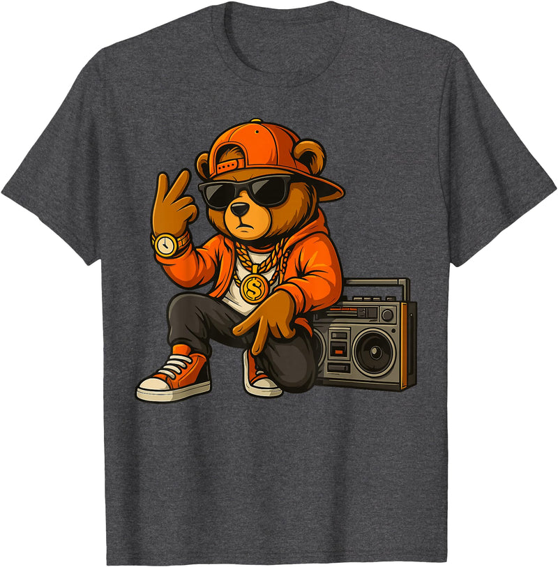 Creative & Funny Teddy Bear Gifts Hip Hop Teddy Bear T-Shirt - Dark Heather Grey
