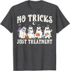 Halloween Nurse Gifts Co. No Tricks Just Treatment Nurse Ghost RN Spooky Halloween T-Shirt - Dark Heather Grey