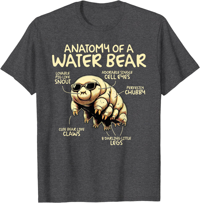 Tardigrade Water Bear Co Anatomy Of A Water Bear Funny Tardigrade T-Shirt - Dark Heather Grey