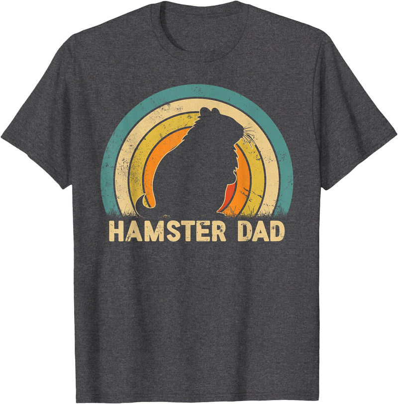 Hamster Dad Father's Day Vintage Style Hamster Dad Daddy T-Shirt - Dark Heather Grey