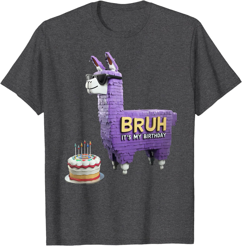 Llama Pinata Birthday Clothing Family Party Bruh Its My Birthday Llama Pinata Boy Girl Family Party Bday T-Shirt - Dark Heather Grey