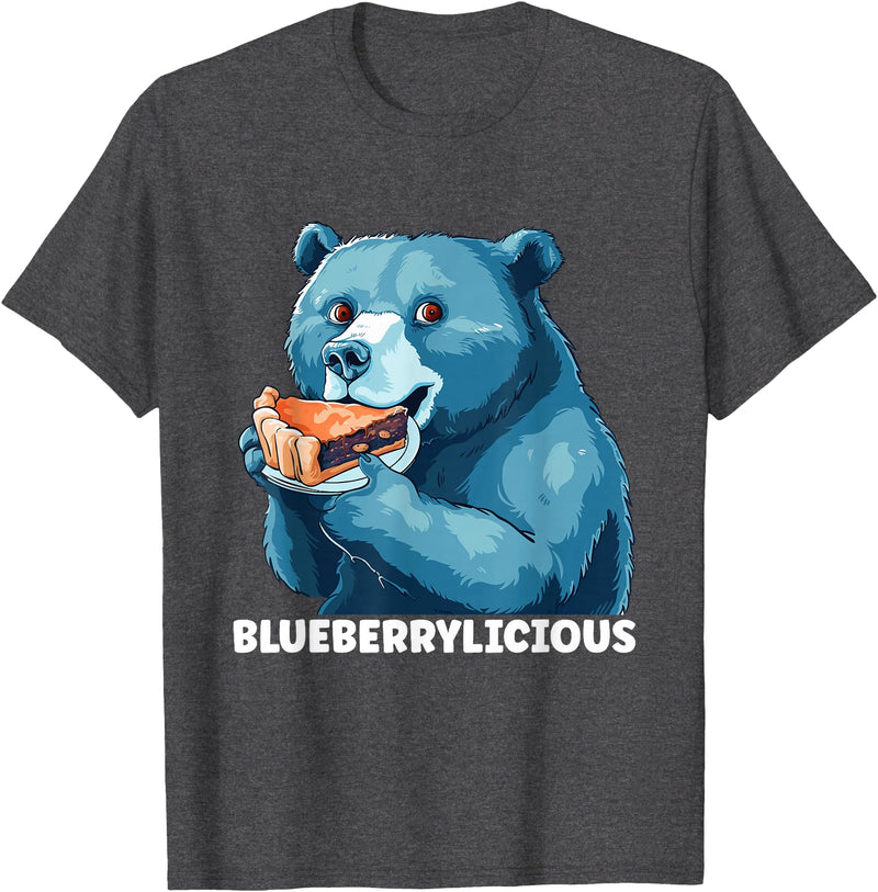 Funny Pastry Design Bear Pie Confectioner Cake Baking Thanksgiving Blueberrylicious Blueberry Pie T-Shirt - Dark Heather Grey