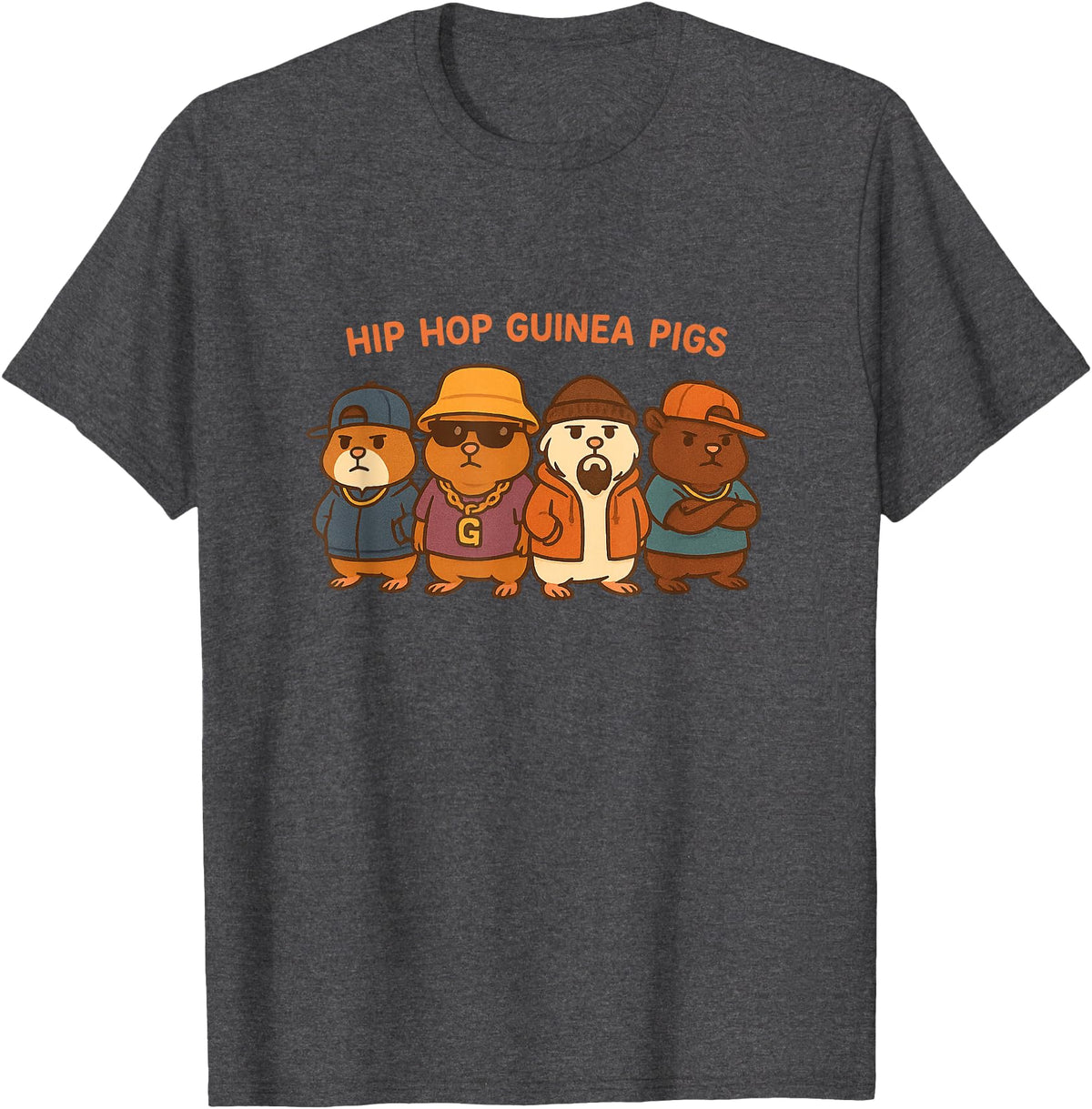 Cute Guinea Pig Gifts and Designs Hip Hop Guinea Pigs T-Shirt - Dark Heather Grey