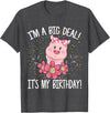 CRUDO I'm A Big Deal It's My Birthday Funny Birthday with Pig T-Shirt - Dark Heather Grey