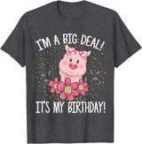 CRUDO I'm A Big Deal It's My Birthday Funny Birthday with Pig T-Shirt - Dark Heather Grey