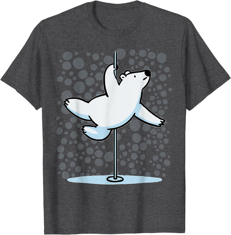Fun Polar Bear Lover Humor Bear Dancer Stylish Tee Funny Polar Bear Pole Dancing Animal Cute Cool Wordplay Snow T-Shirt - Dark Heather Grey
