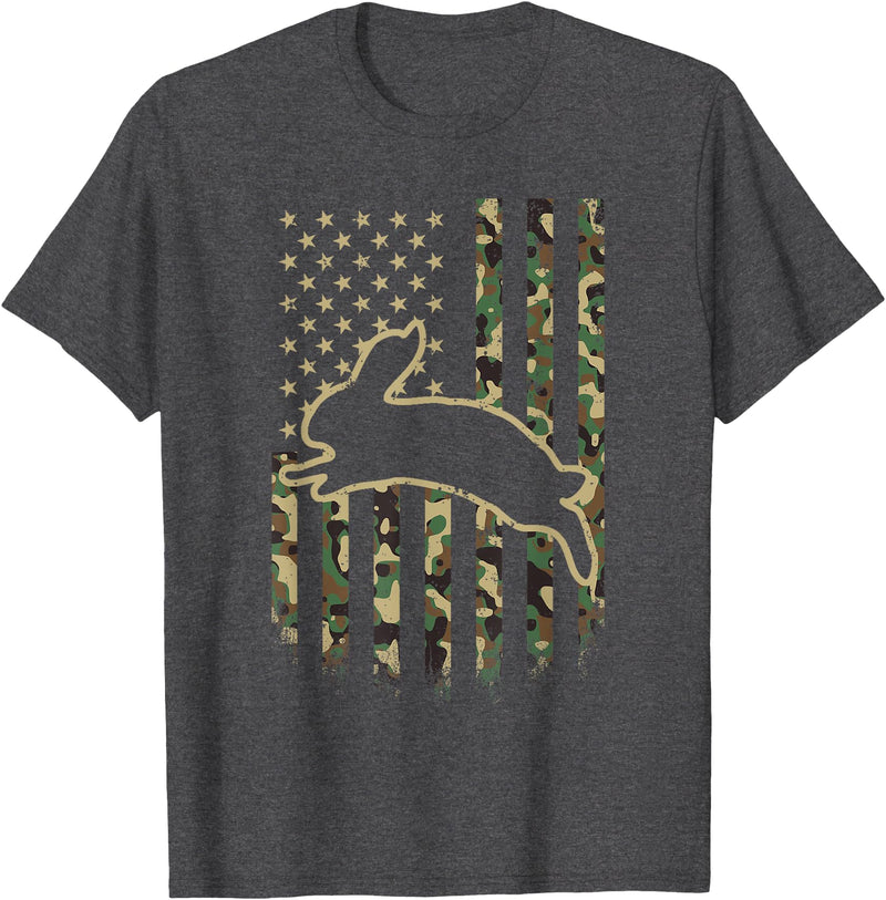 American Flag Camo Camouflage Bunny Rabbit Easter Patriotic T-Shirt in Dark Heather Grey