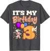 Cow Birthday 3 Party Farmyard Apparel Cow 3rd Birthday Party Balloons Moo Farm Animal Vet Barn T-Shirt - Dark Heather Grey