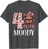 Highland Cow Print 4 Year Old Girl Birthday Gifts 4 Ever Moody Scottish Highland Cow 4th Birthday Girl T-Shirt - Dark