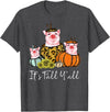 Fall Y'all Pig Thanksgiving Leopard Pumpkin It's Fall Y'all Pig Animal Leopard Pumpkin Falling Autumn T-Shirt - Dark Heather Grey