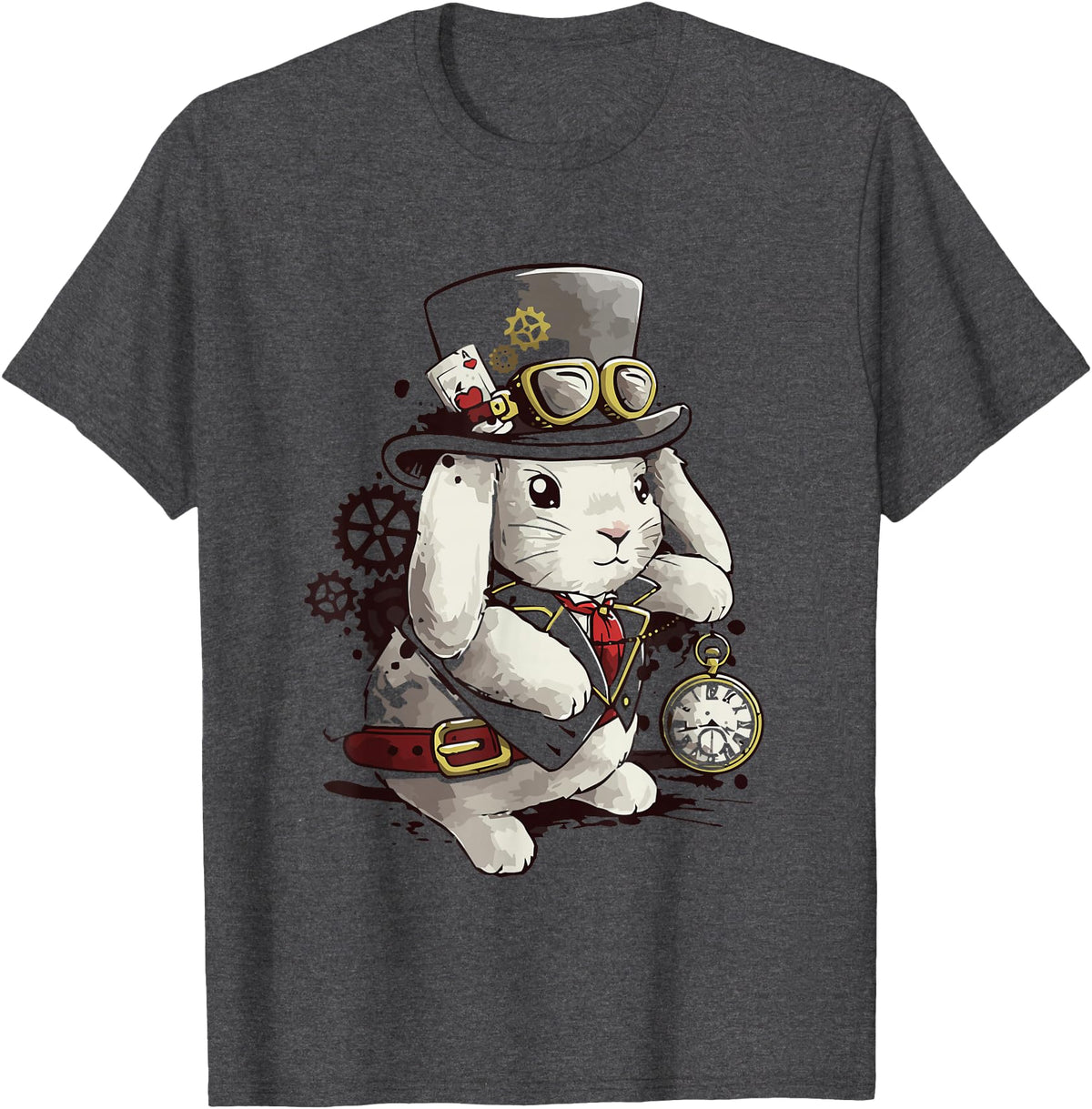 Cute Rabbit Lover Bunny Graphic T-Shirt (Asphalt Grey) in Dark Heather Grey