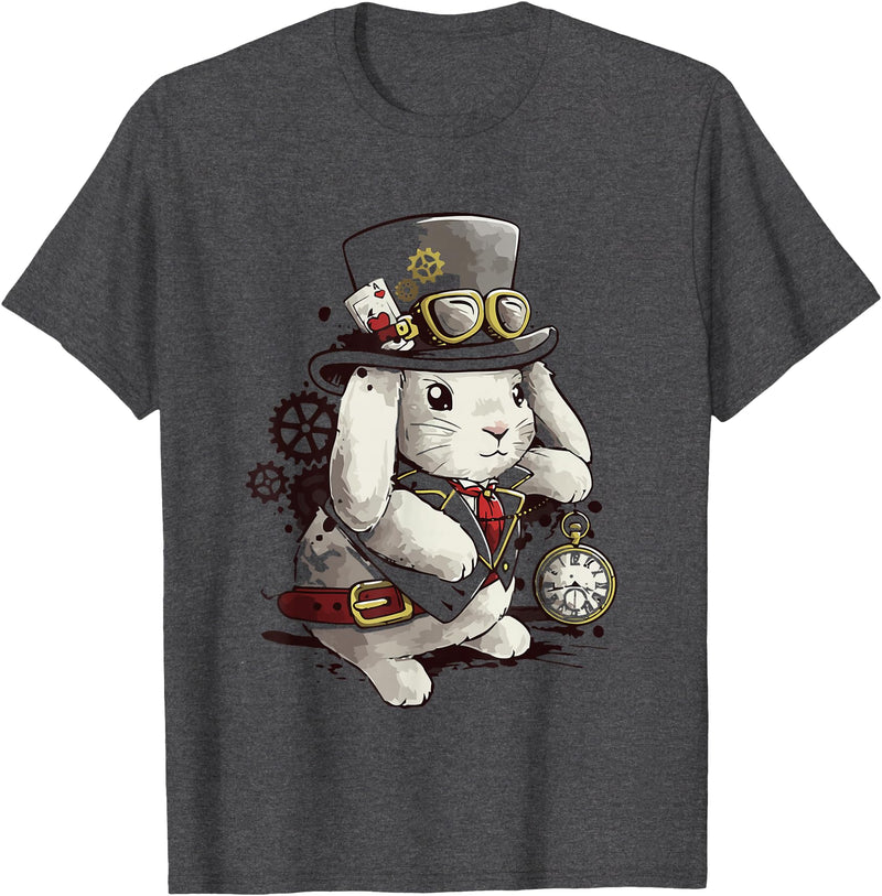 Cute Rabbit Lover Bunny Graphic T-Shirt (Asphalt Grey) in Dark Heather Grey
