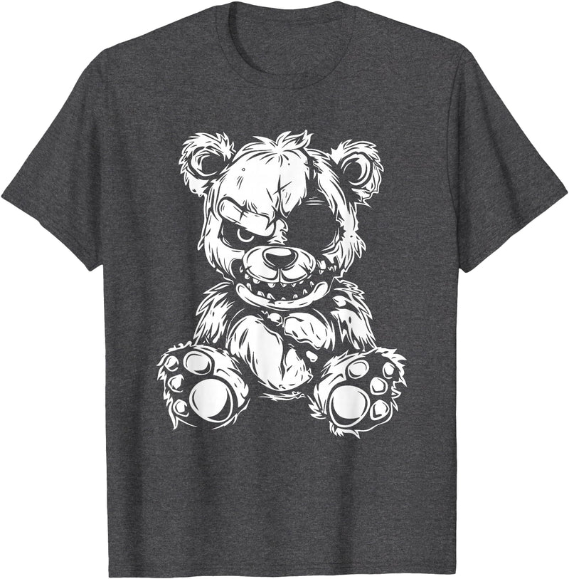 Halloween Killer Teddy Bear Horror Teddy Bear T-Shirt, Small, Black - Dark Heather Grey