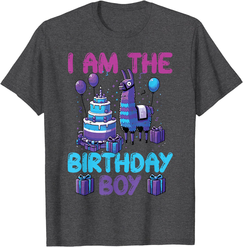 Birthday Party Shirts For Men Women Kids I Am The Birthday Boy Llama Pinata Bday Party Boys Kids T-Shirt - Dark Heather Grey