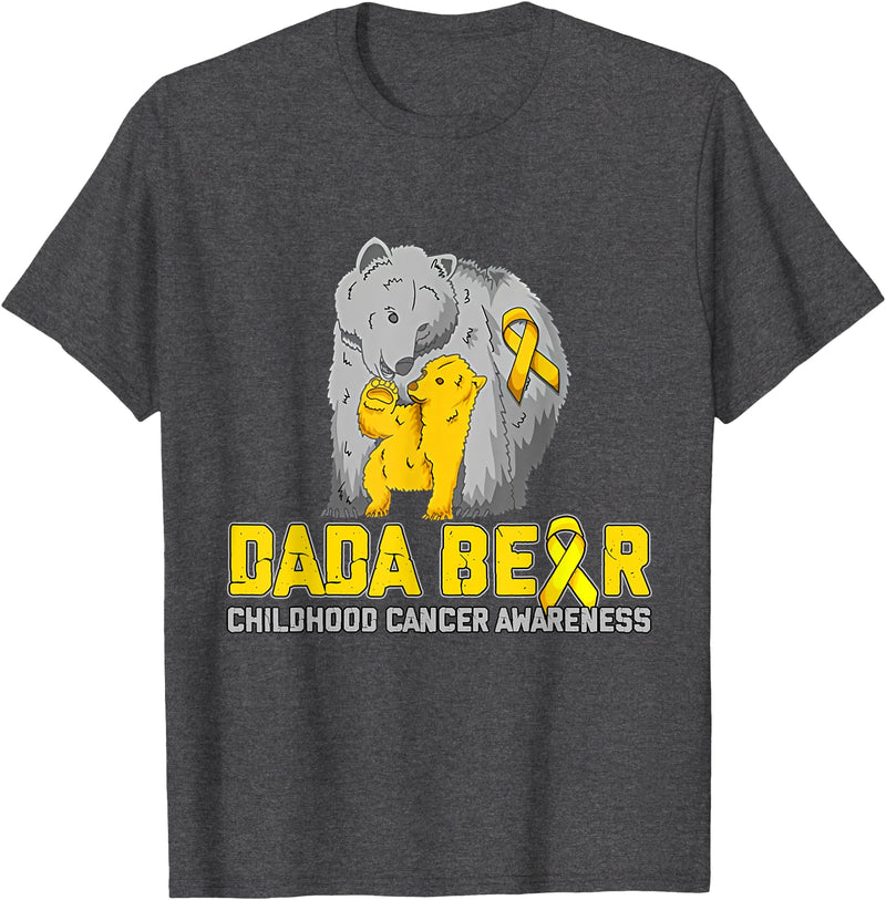 Cute Bear Support Childhood Cancer Awareness Dada Bear Support Childhood Cancer Awareness T-Shirt - Dark Heather Grey