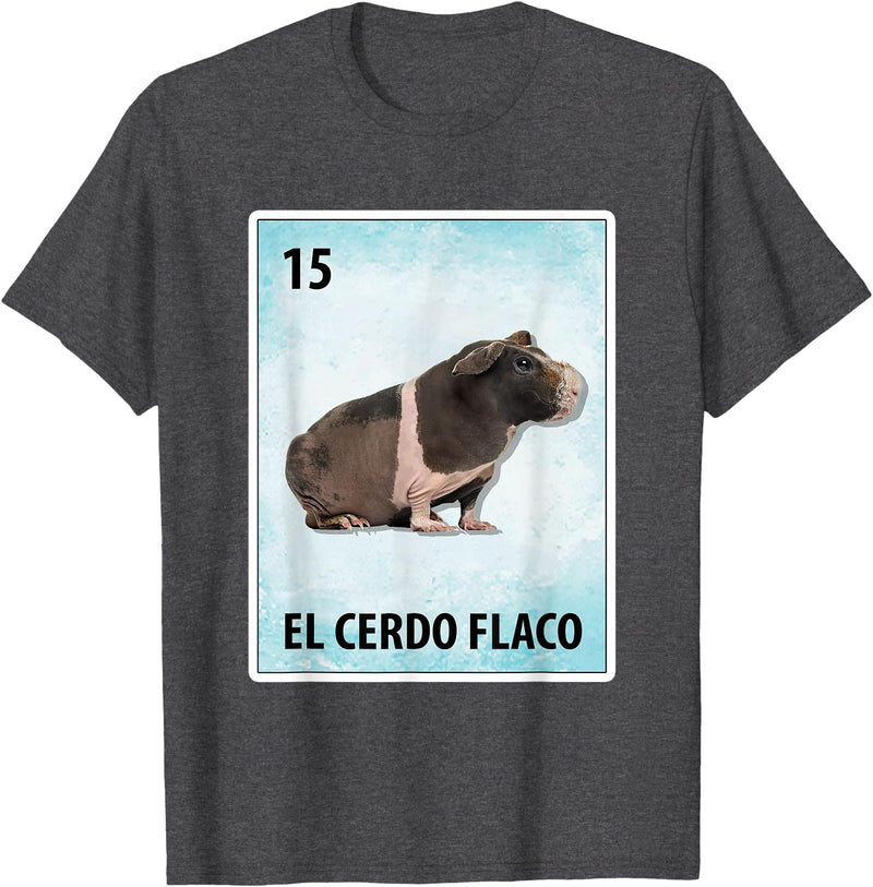 Skinny Pig Mexican Tee El Cerdo Flaco Mexican Skinny Pig Cards T-Shirt - Dark Heather Grey