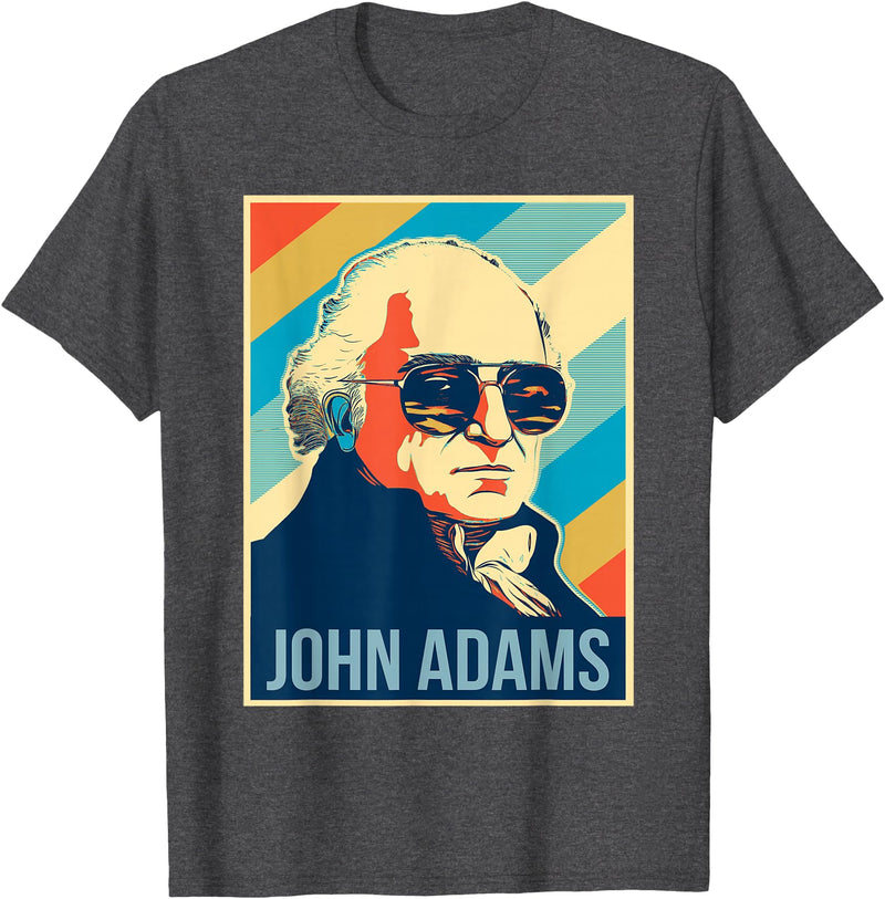 President John Adams Tees 4th Of July John Adams President Retro Patriotic T-Shirt - Dark Heather Grey