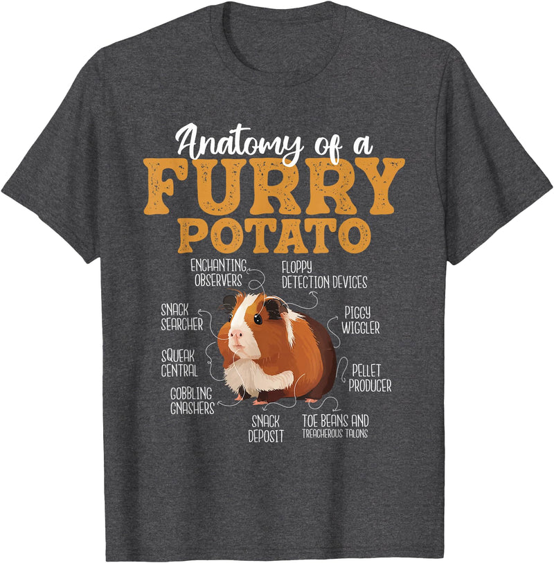 Funny Guinea Pig Shirts Anatomy of A Furry Potato - Guinea Pig Animal Rodent Lover T-Shirt - Dark Heather Grey