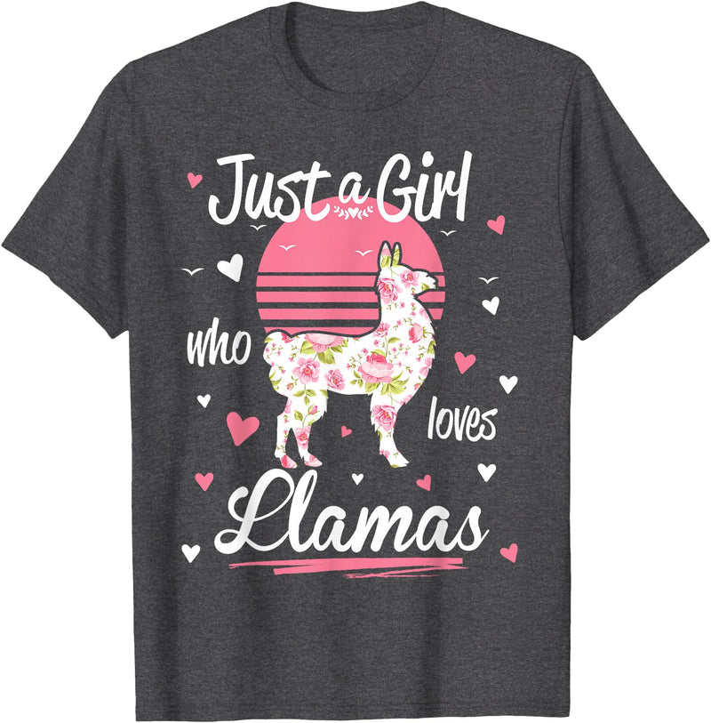 Pack A Punch Just A Girl Who Loves Llamas Llama Shirt Vintage T-Shirt - Dark Heather Grey